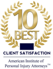 Tusler Law wins client satisfaction for personal injury law 10 Best American Institute of Personal Injury Attorneys for Client Satisfaction Winner